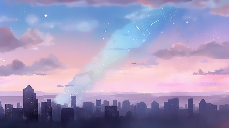 蓝色唯美创意城市风光水彩画,插画/手绘图,插画/手绘图库,插画/手绘图下载,插画/手绘